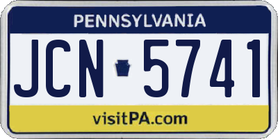 PA license plate JCN5741