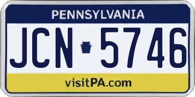 PA license plate JCN5746