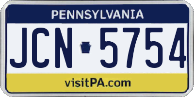 PA license plate JCN5754