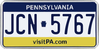 PA license plate JCN5767