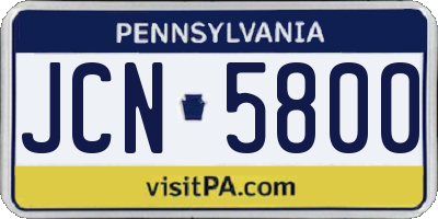 PA license plate JCN5800