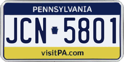 PA license plate JCN5801