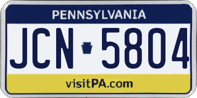 PA license plate JCN5804