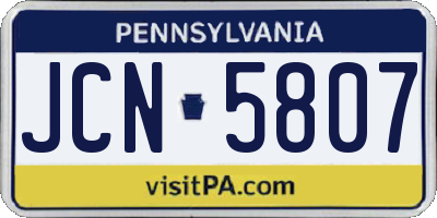 PA license plate JCN5807