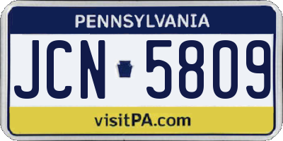 PA license plate JCN5809