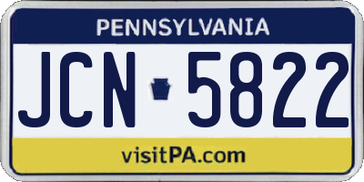PA license plate JCN5822