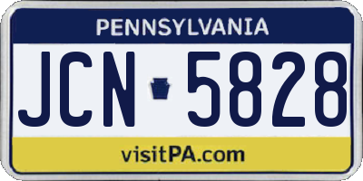 PA license plate JCN5828
