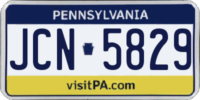 PA license plate JCN5829