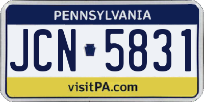 PA license plate JCN5831
