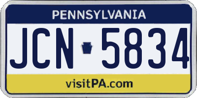 PA license plate JCN5834