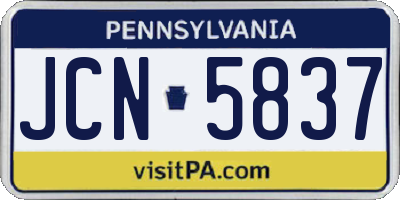 PA license plate JCN5837
