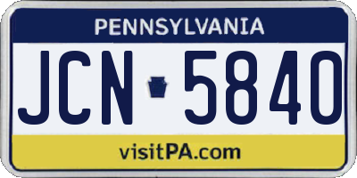 PA license plate JCN5840