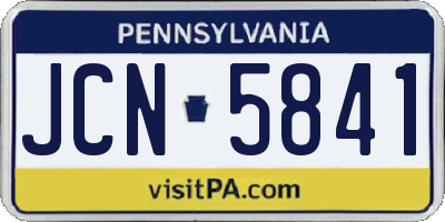 PA license plate JCN5841