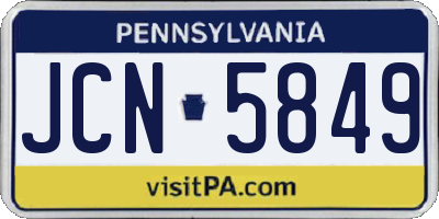 PA license plate JCN5849