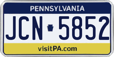 PA license plate JCN5852