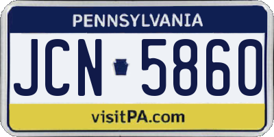 PA license plate JCN5860