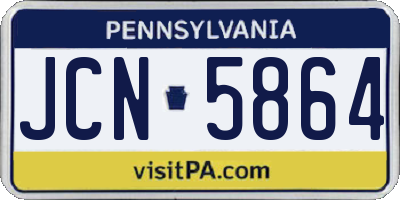 PA license plate JCN5864