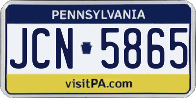PA license plate JCN5865