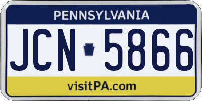 PA license plate JCN5866