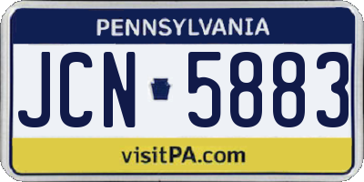 PA license plate JCN5883