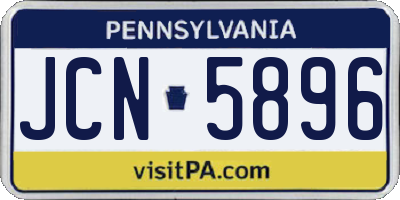 PA license plate JCN5896