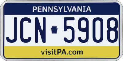 PA license plate JCN5908