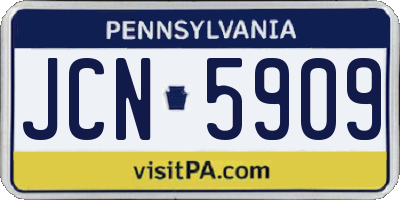 PA license plate JCN5909