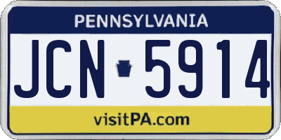 PA license plate JCN5914
