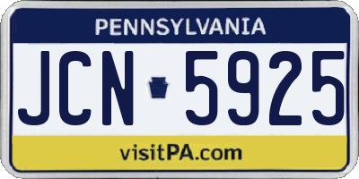 PA license plate JCN5925