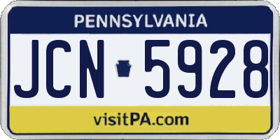 PA license plate JCN5928