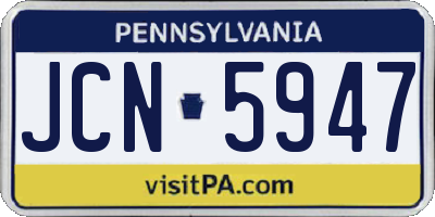 PA license plate JCN5947