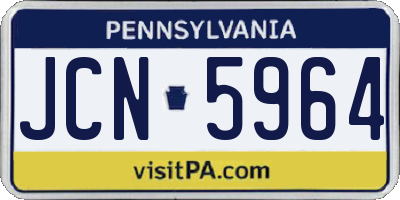 PA license plate JCN5964