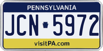 PA license plate JCN5972