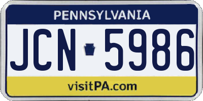 PA license plate JCN5986