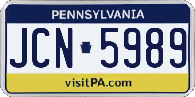 PA license plate JCN5989