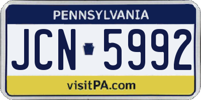 PA license plate JCN5992
