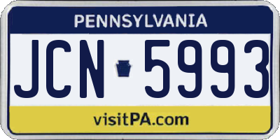 PA license plate JCN5993