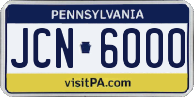 PA license plate JCN6000