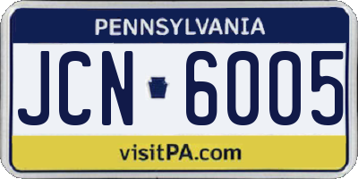 PA license plate JCN6005