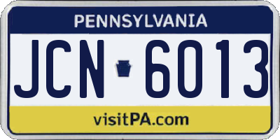 PA license plate JCN6013