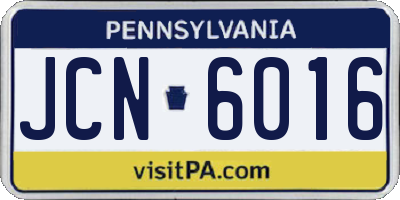 PA license plate JCN6016