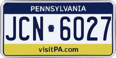 PA license plate JCN6027