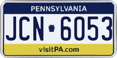 PA license plate JCN6053