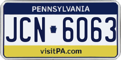 PA license plate JCN6063