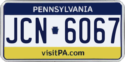PA license plate JCN6067
