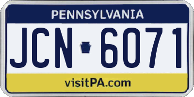 PA license plate JCN6071