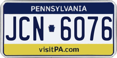 PA license plate JCN6076