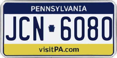 PA license plate JCN6080