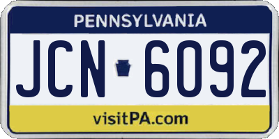 PA license plate JCN6092