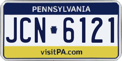PA license plate JCN6121